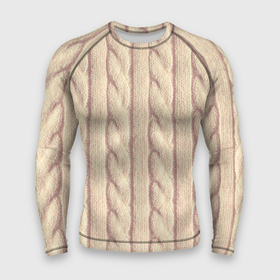 Мужской рашгард 3D с принтом Светлый вязаный свитер в Тюмени,  |  | 