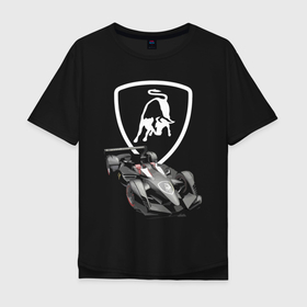 Мужская футболка хлопок Oversize с принтом Lamborghini F1   Italy в Белгороде, 100% хлопок | свободный крой, круглый ворот, “спинка” длиннее передней части | Тематика изображения на принте: 