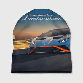 Шапка 3D с принтом Lamborghini Huracan STO   car racing в Санкт-Петербурге, 100% полиэстер | универсальный размер, печать по всей поверхности изделия | Тематика изображения на принте: 