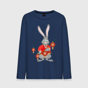 Мужской лонгслив хлопок с принтом Черный водяной кролик в красной рубахе в Кировске, 100% хлопок |  | Тематика изображения на принте: 