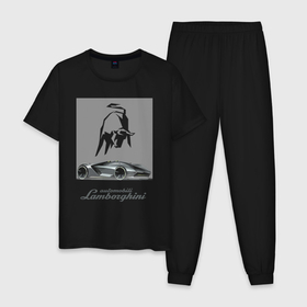 Мужская пижама хлопок с принтом Lamborghini concept   Italy в Тюмени, 100% хлопок | брюки и футболка прямого кроя, без карманов, на брюках мягкая резинка на поясе и по низу штанин
 | 