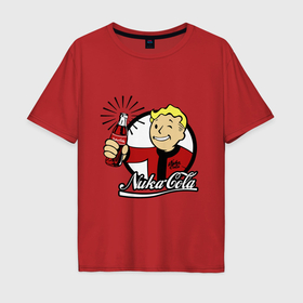 Мужская футболка хлопок Oversize с принтом Vault boy   nuka cola в Кировске, 100% хлопок | свободный крой, круглый ворот, “спинка” длиннее передней части | 
