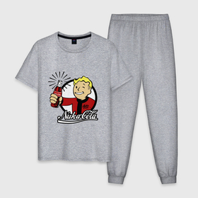 Мужская пижама хлопок с принтом Vault boy   nuka cola в Екатеринбурге, 100% хлопок | брюки и футболка прямого кроя, без карманов, на брюках мягкая резинка на поясе и по низу штанин
 | 