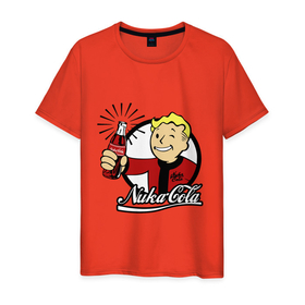 Мужская футболка хлопок с принтом Vault boy   nuka cola в Тюмени, 100% хлопок | прямой крой, круглый вырез горловины, длина до линии бедер, слегка спущенное плечо. | Тематика изображения на принте: 