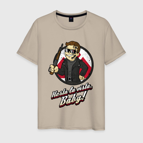 Мужская футболка хлопок с принтом Vault boy   terminator в Белгороде, 100% хлопок | прямой крой, круглый вырез горловины, длина до линии бедер, слегка спущенное плечо. | 