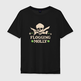 Мужская футболка хлопок Oversize с принтом Flogging Molly кельтик панк рок группа , 100% хлопок | свободный крой, круглый ворот, “спинка” длиннее передней части | Тематика изображения на принте: 