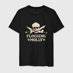 Мужская футболка хлопок с принтом Flogging Molly кельтик панк рок группа в Санкт-Петербурге, 100% хлопок | прямой крой, круглый вырез горловины, длина до линии бедер, слегка спущенное плечо. | 