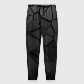 Мужские брюки 3D с принтом Черные стальные плиты в Кировске, 100% полиэстер | манжеты по низу, эластичный пояс регулируется шнурком, по бокам два кармана без застежек, внутренняя часть кармана из мелкой сетки | 