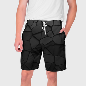 Мужские шорты 3D с принтом Черные стальные плиты в Тюмени,  полиэстер 100% | прямой крой, два кармана без застежек по бокам. Мягкая трикотажная резинка на поясе, внутри которой широкие завязки. Длина чуть выше колен | 