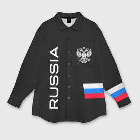 Мужская рубашка oversize 3D с принтом Россия и три линии на черном фоне в Белгороде,  |  | 
