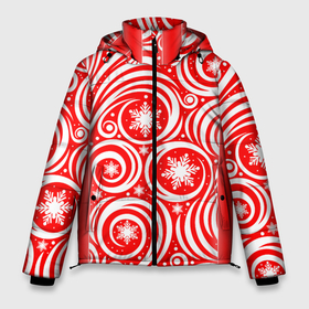 Мужская зимняя куртка 3D с принтом Новогодний зимний узор в Новосибирске, верх — 100% полиэстер; подкладка — 100% полиэстер; утеплитель — 100% полиэстер | длина ниже бедра, свободный силуэт Оверсайз. Есть воротник-стойка, отстегивающийся капюшон и ветрозащитная планка. 

Боковые карманы с листочкой на кнопках и внутренний карман на молнии. | 
