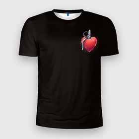 Мужская футболка 3D Slim с принтом Сердце   граната , 100% полиэстер с улучшенными характеристиками | приталенный силуэт, круглая горловина, широкие плечи, сужается к линии бедра | 