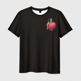Мужская футболка 3D с принтом Сердце   граната в Петрозаводске, 100% полиэфир | прямой крой, круглый вырез горловины, длина до линии бедер | 