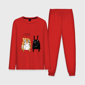 Мужская пижама хлопок (с лонгсливом) с принтом Тигр и кролик 2022 2023 в Екатеринбурге,  |  | 