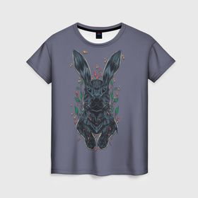 Женская футболка 3D с принтом тёмный водяной кролик в Белгороде, 100% полиэфир ( синтетическое хлопкоподобное полотно) | прямой крой, круглый вырез горловины, длина до линии бедер | 