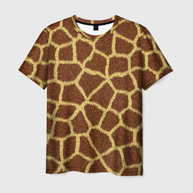 Мужская футболка 3D с принтом Текстура жирафа в Тюмени, 100% полиэфир | прямой крой, круглый вырез горловины, длина до линии бедер | 