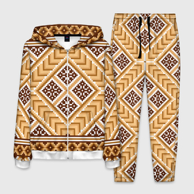 Мужской костюм 3D с принтом Индейский пиксельный орнамент в Тюмени, 100% полиэстер | Манжеты и пояс оформлены тканевой резинкой, двухслойный капюшон со шнурком для регулировки, карманы спереди | 