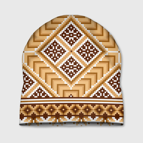 Шапка 3D с принтом Индейский пиксельный орнамент в Тюмени, 100% полиэстер | универсальный размер, печать по всей поверхности изделия | 