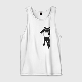 Мужская майка хлопок с принтом Черный котик в кармане в Кировске, 100% хлопок |  | Тематика изображения на принте: 