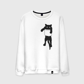 Мужской свитшот хлопок с принтом Черный котик в кармане в Курске, 100% хлопок |  | Тематика изображения на принте: 
