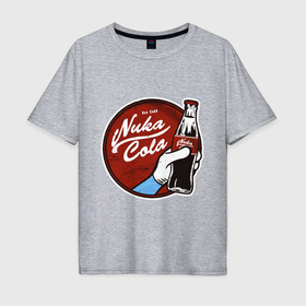 Мужская футболка хлопок Oversize с принтом Nuka cola sticker в Курске, 100% хлопок | свободный крой, круглый ворот, “спинка” длиннее передней части | Тематика изображения на принте: 