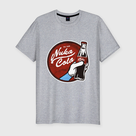 Мужская футболка хлопок Slim с принтом Nuka cola sticker в Петрозаводске, 92% хлопок, 8% лайкра | приталенный силуэт, круглый вырез ворота, длина до линии бедра, короткий рукав | 