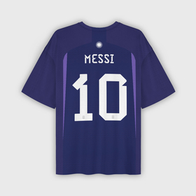 Мужская футболка OVERSIZE 3D с принтом Месси Аргентина ЧМ 2022 выездная в Курске,  |  | Тематика изображения на принте: 