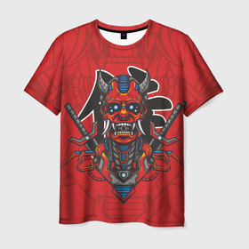 Мужская футболка 3D с принтом Самурай   демон в Петрозаводске, 100% полиэфир | прямой крой, круглый вырез горловины, длина до линии бедер | 