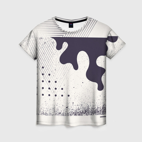 Женская футболка 3D с принтом Абстрактные и тёмные точки и краски в Петрозаводске, 100% полиэфир ( синтетическое хлопкоподобное полотно) | прямой крой, круглый вырез горловины, длина до линии бедер | Тематика изображения на принте: 