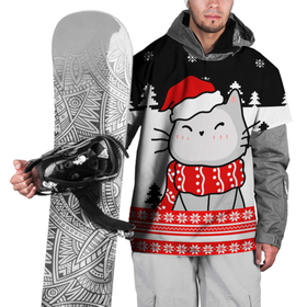 Накидка на куртку 3D с принтом Новогодний свитер с котиком в Курске, 100% полиэстер |  | 