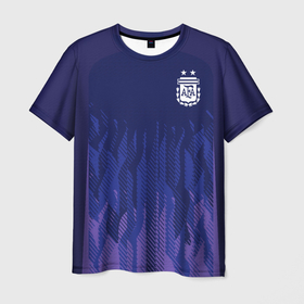 Мужская футболка 3D с принтом Сборная Аргентины ЧМ 2022 выездная в Кировске, 100% полиэфир | прямой крой, круглый вырез горловины, длина до линии бедер | 