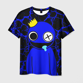 Мужская футболка 3D с принтом Радужные друзья   персонаж Синий в Петрозаводске, 100% полиэфир | прямой крой, круглый вырез горловины, длина до линии бедер | 