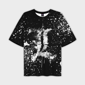 Мужская футболка OVERSIZE 3D с принтом Тетрадь смерти белые брызги в Кировске,  |  | 