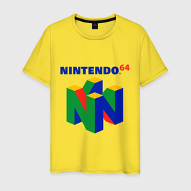 Мужская футболка хлопок с принтом Nintendo 64 в Санкт-Петербурге, 100% хлопок | прямой крой, круглый вырез горловины, длина до линии бедер, слегка спущенное плечо. | Тематика изображения на принте: 