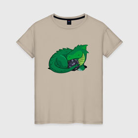 Женская футболка хлопок с принтом d20 green dragon в Тюмени, 100% хлопок | прямой крой, круглый вырез горловины, длина до линии бедер, слегка спущенное плечо | 