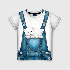 Детская футболка 3D с принтом Медвежата в кармашке в Тюмени, 100% гипоаллергенный полиэфир | прямой крой, круглый вырез горловины, длина до линии бедер, чуть спущенное плечо, ткань немного тянется | 