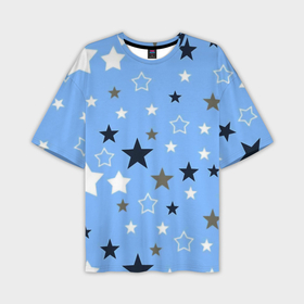 Мужская футболка OVERSIZE 3D с принтом Звёзды на голубом фоне ,  |  | 