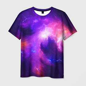 Мужская футболка 3D с принтом Бескрайнее космическое пространство , 100% полиэфир | прямой крой, круглый вырез горловины, длина до линии бедер | 