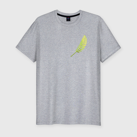 Мужская футболка хлопок Slim с принтом Золотой тропический лист в Белгороде, 92% хлопок, 8% лайкра | приталенный силуэт, круглый вырез ворота, длина до линии бедра, короткий рукав | 