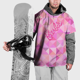 Накидка на куртку 3D с принтом Барби   логотип на геометрическом фоне в Кировске, 100% полиэстер |  | Тематика изображения на принте: 