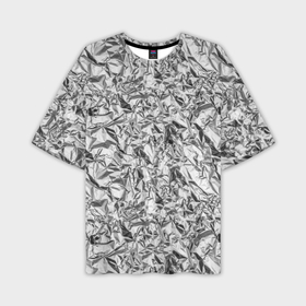 Мужская футболка oversize 3D с принтом Текстура мятой алюминиевой фольги в Тюмени,  |  | Тематика изображения на принте: 