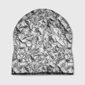 Шапка 3D с принтом Текстура мятой алюминиевой фольги в Тюмени, 100% полиэстер | универсальный размер, печать по всей поверхности изделия | 