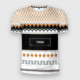 Мужская футболка 3D Slim с принтом FIRM как свитер из детства в Курске, 100% полиэстер с улучшенными характеристиками | приталенный силуэт, круглая горловина, широкие плечи, сужается к линии бедра | 