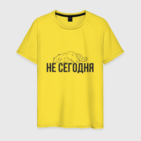 Мужская футболка хлопок с принтом Котик   не сегодня в Белгороде, 100% хлопок | прямой крой, круглый вырез горловины, длина до линии бедер, слегка спущенное плечо. | 