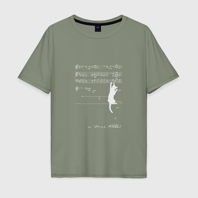 Мужская футболка хлопок Oversize с принтом Music   cat в Белгороде, 100% хлопок | свободный крой, круглый ворот, “спинка” длиннее передней части | 