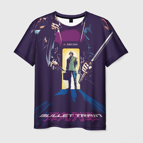 Мужская футболка 3D с принтом Bullet train poster aquarell в Белгороде, 100% полиэфир | прямой крой, круглый вырез горловины, длина до линии бедер | 