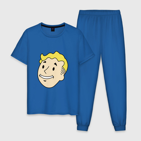Мужская пижама хлопок с принтом Vault boy head в Екатеринбурге, 100% хлопок | брюки и футболка прямого кроя, без карманов, на брюках мягкая резинка на поясе и по низу штанин
 | 
