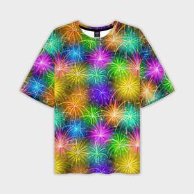 Мужская футболка oversize 3D с принтом Салют разноцветный в Курске,  |  | Тематика изображения на принте: 