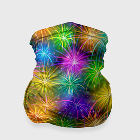 Бандана-труба 3D с принтом Салют разноцветный в Курске, 100% полиэстер, ткань с особыми свойствами — Activecool | плотность 150‒180 г/м2; хорошо тянется, но сохраняет форму | Тематика изображения на принте: 