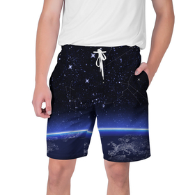 Мужские шорты 3D с принтом Земной горизонт в Кировске,  полиэстер 100% | прямой крой, два кармана без застежек по бокам. Мягкая трикотажная резинка на поясе, внутри которой широкие завязки. Длина чуть выше колен | 